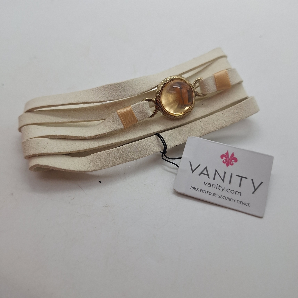 Vanity Cream Bracelet with Goldtone Detail About 6" 7" 8"